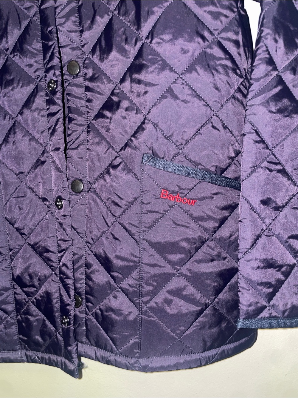 Barbour Boys Navy Quilted Puffer Jacket with Corduroy Collar - Picture 2 of 5